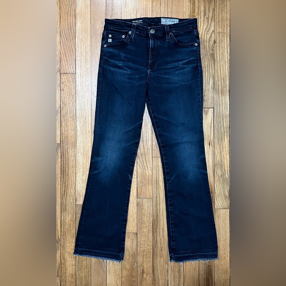 AG Adriano Goldschmied Jodi Crop High Rise Slim Flare Jeans Raw Hem 25